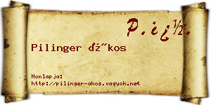 Pilinger Ákos névjegykártya